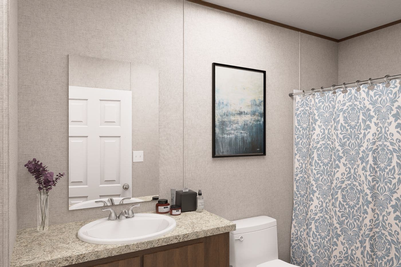 The MAGNOLIA Primary Bathroom. This Manufactured Mobile Home features 3 bedrooms and 2 baths.