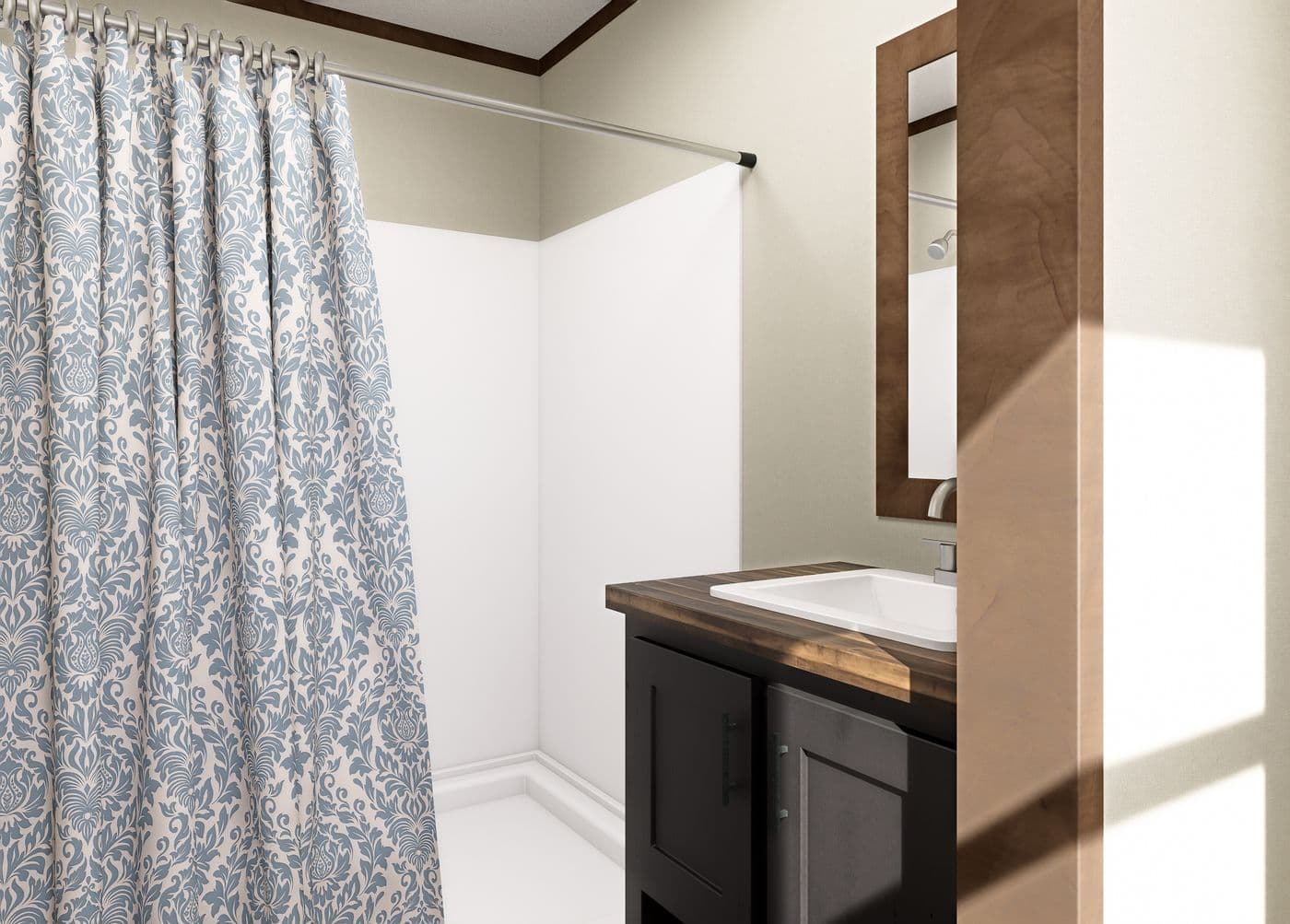 The LEWIS Guest Bathroom. This Manufactured Mobile Home features 2 bedrooms and 2 baths.