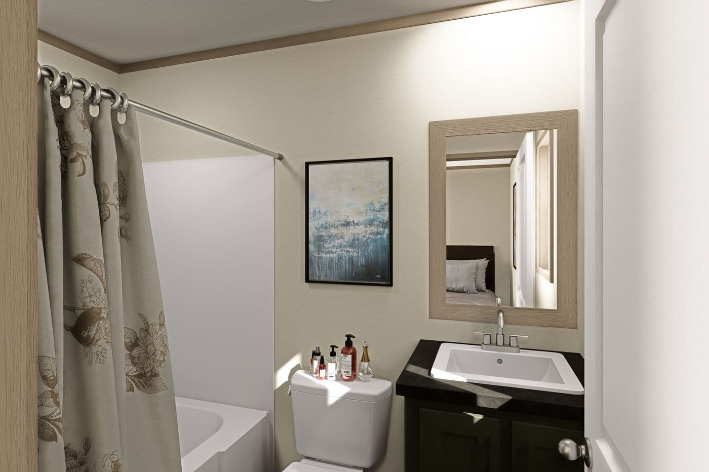 The CORTES Primary Bathroom. This Manufactured Mobile Home features 2 bedrooms and 2 baths.