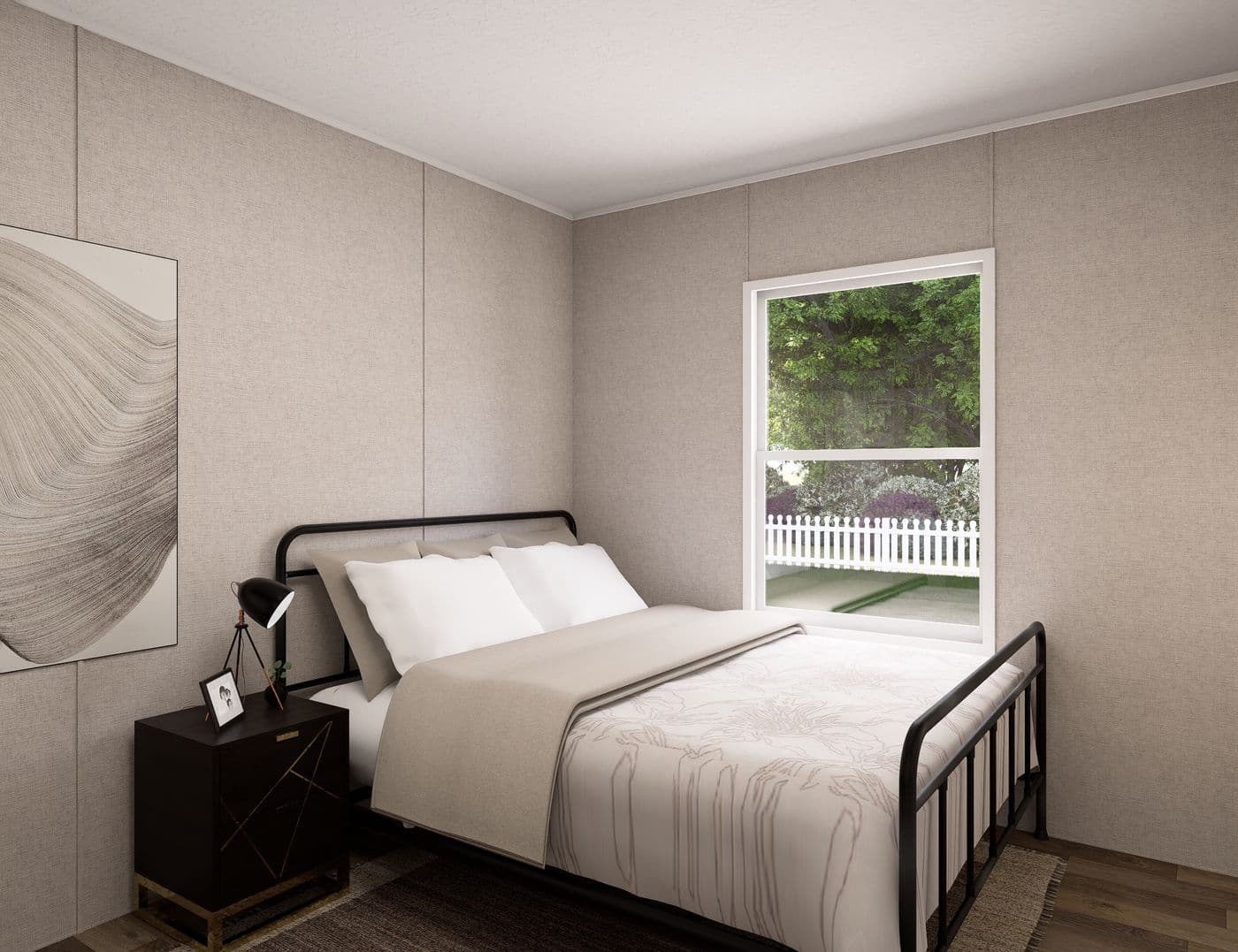 The OAK Guest Bedroom. This Manufactured Mobile Home features 4 bedrooms and 2 baths.