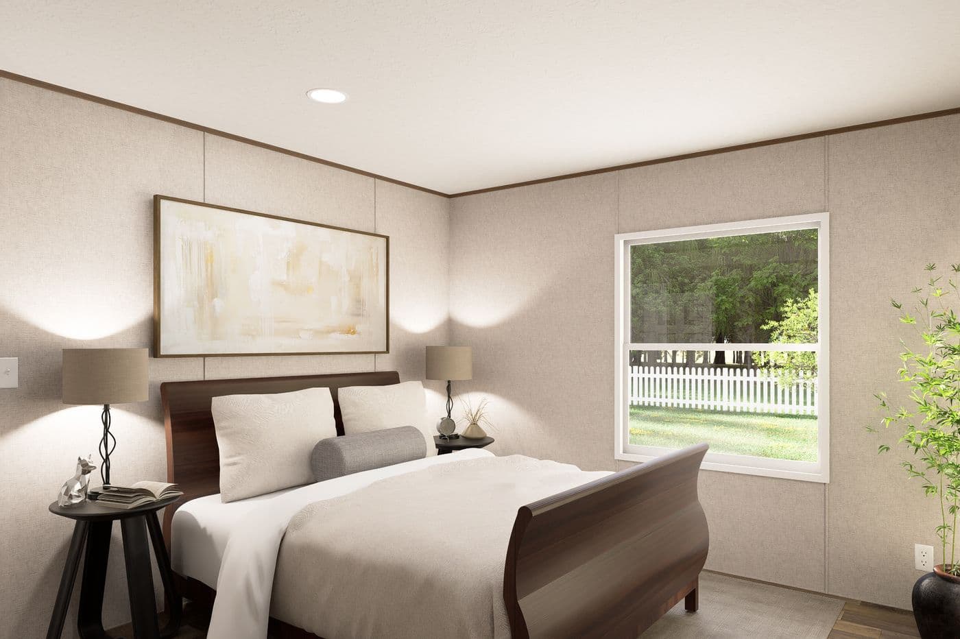 The CYPRESS Primary Bedroom. This Manufactured Mobile Home features 4 bedrooms and 2 baths.