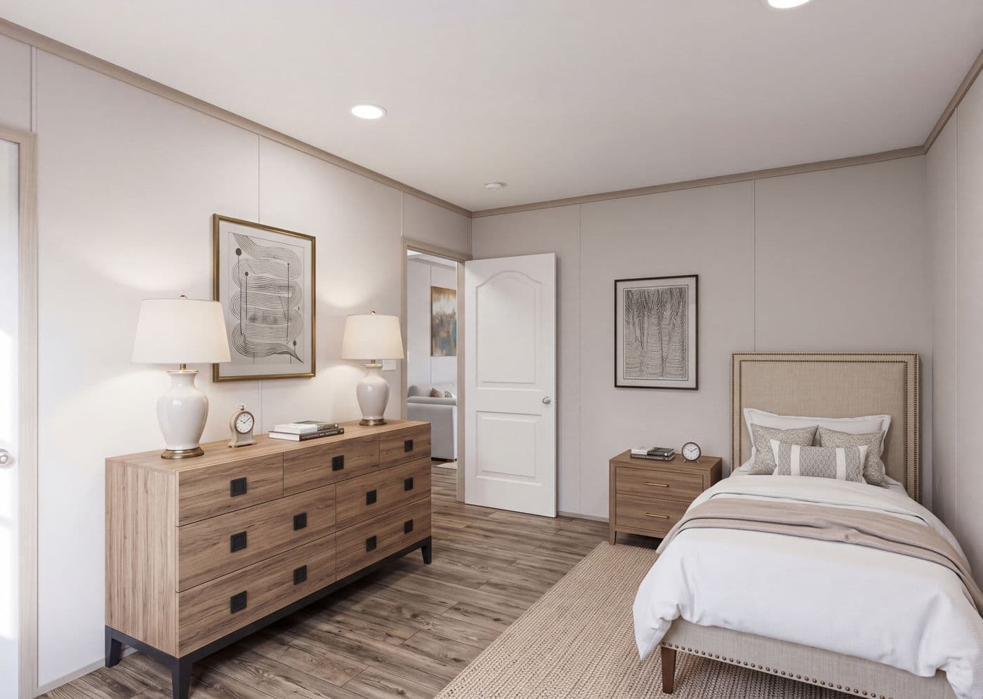 The THE MOUNTAINEER 76 Bedroom. This Manufactured Mobile Home features 4 bedrooms and 2 baths.