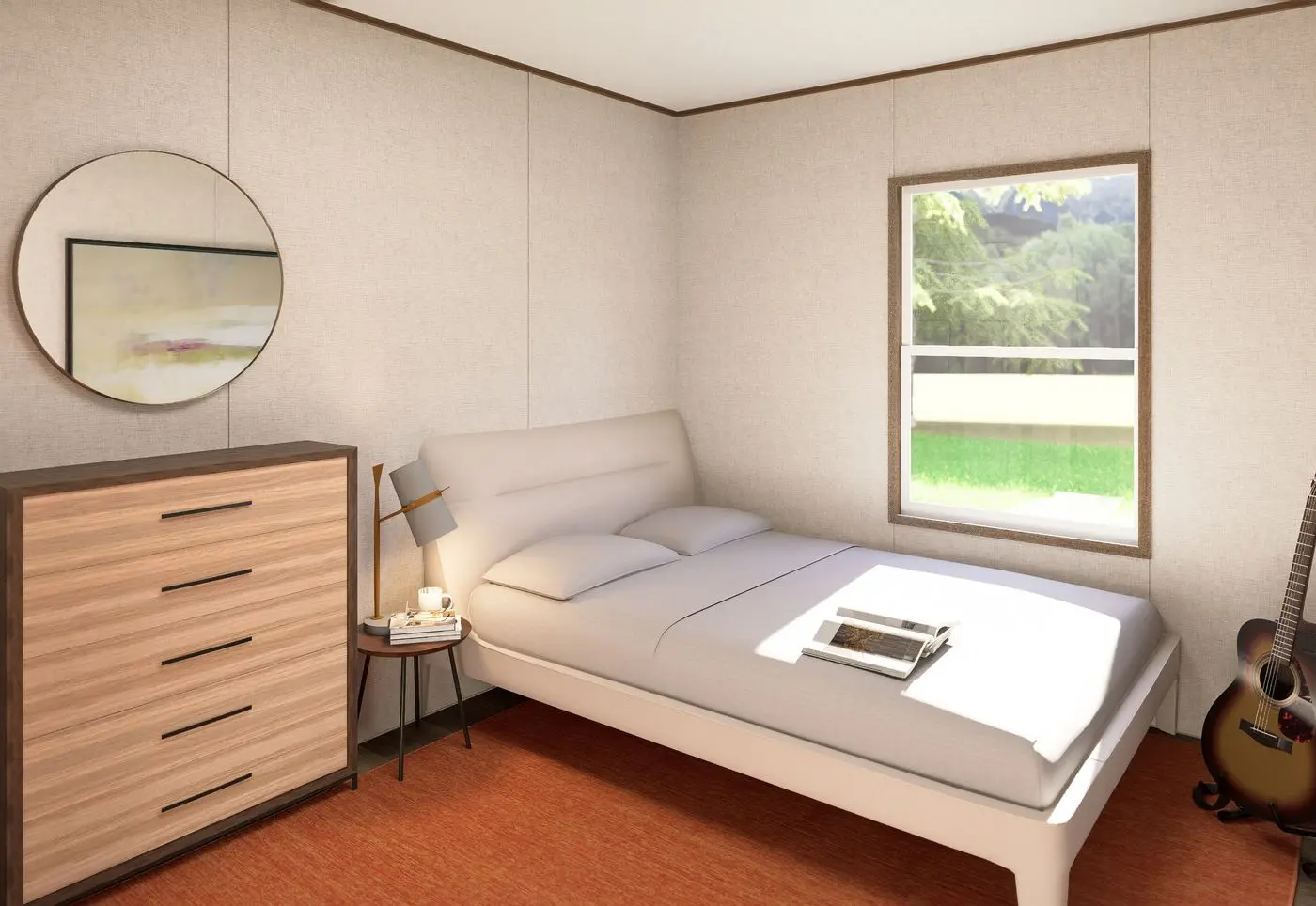 The CEDAR Guest Bedroom. This Manufactured Mobile Home features 3 bedrooms and 2 baths.