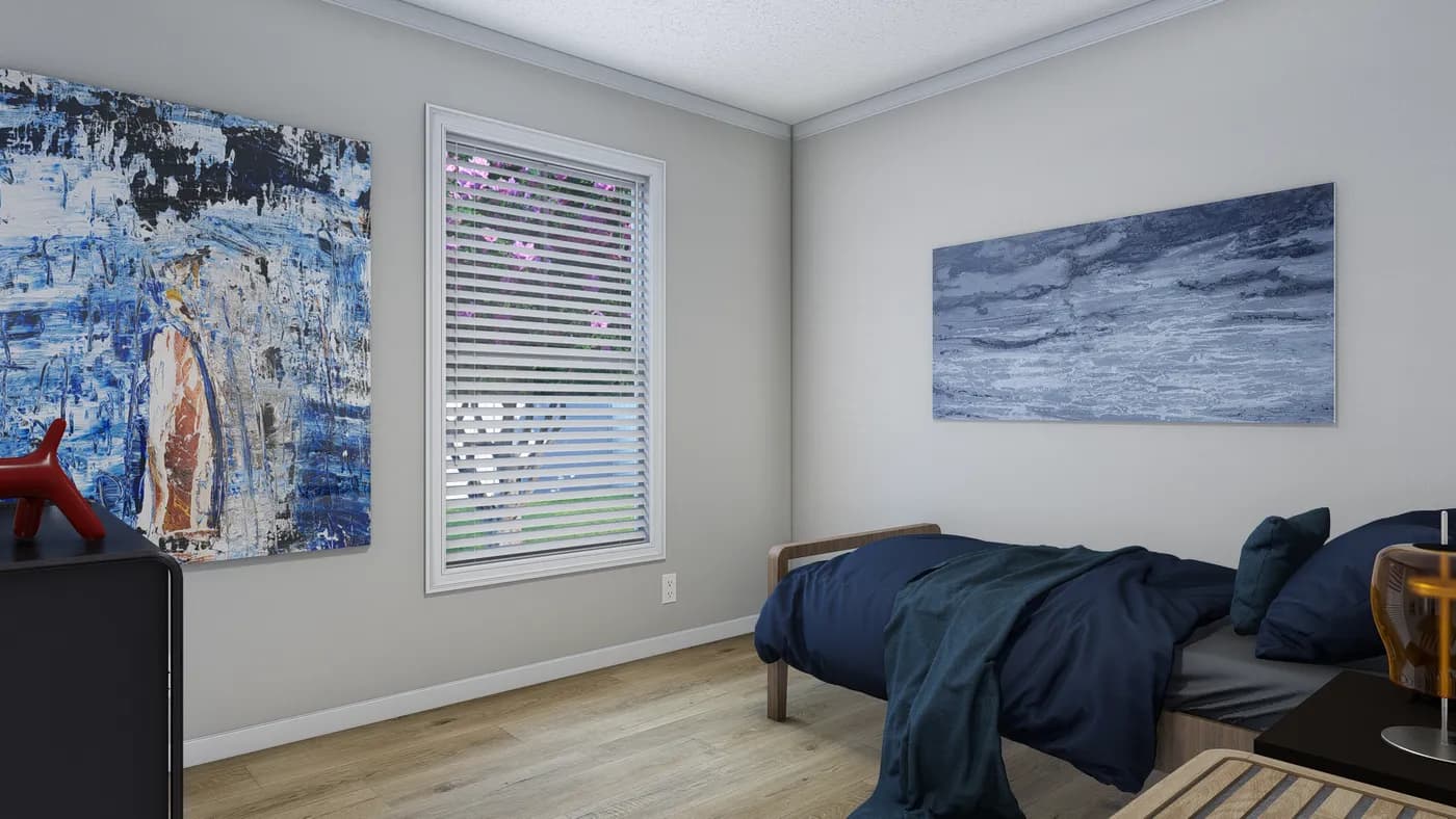 The THE WAVERLY Bedroom. This Manufactured Mobile Home features 3 bedrooms and 2 baths.