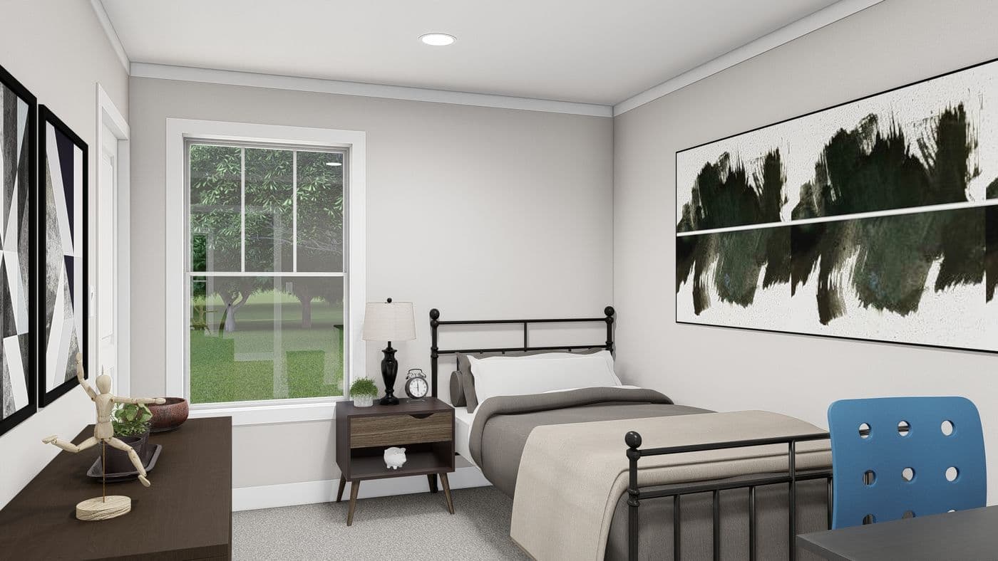 The LET IT BE Bedroom. This Manufactured Mobile Home features 3 bedrooms and 2 baths.