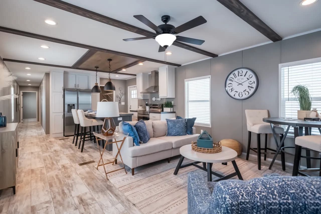 The LIBERTY Living Room. This Manufactured Mobile Home features 3 bedrooms and 2 baths.