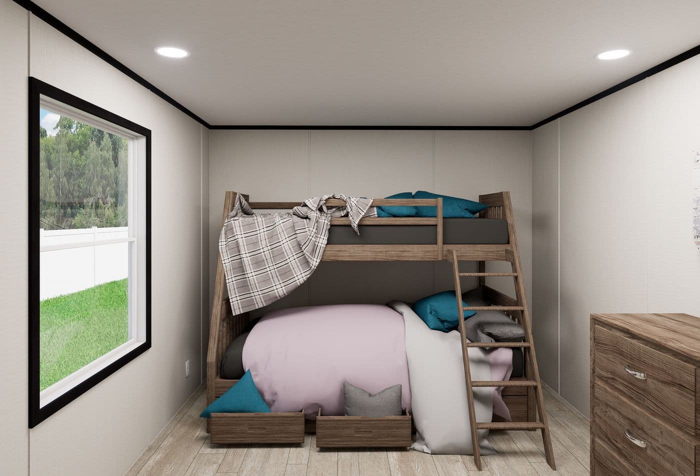 The ULTRA FLEX JEWEL GRANDE Bedroom. This Manufactured Mobile Home features 4 bedrooms and 2 baths.