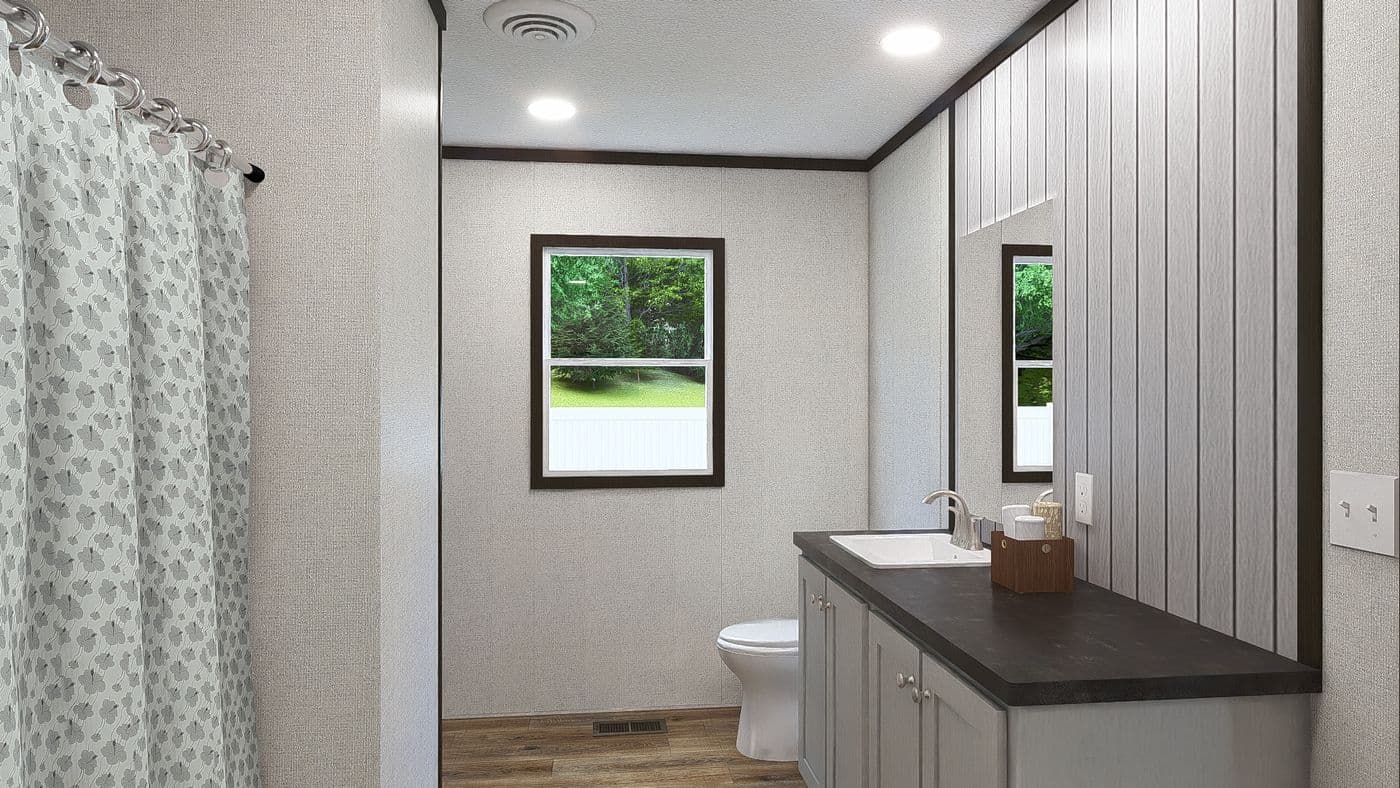 The SENSATION Primary Bathroom. This Manufactured Mobile Home features 3 bedrooms and 2 baths.