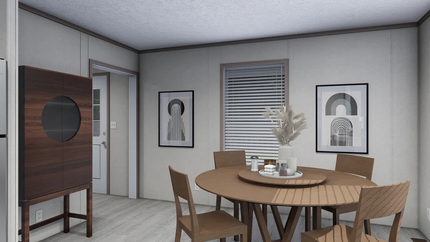 The 5628-E845P THE PULSE Dining Room. This Manufactured Mobile Home features 3 bedrooms and 2 baths.