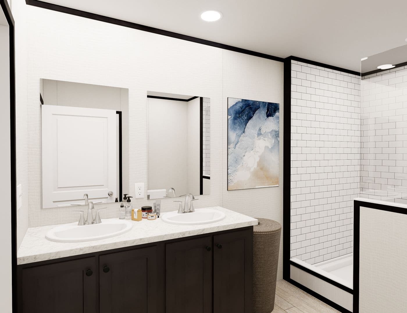 The ULTRA FLEX Primary Bathroom. This Manufactured Mobile Home features 3 bedrooms and 2 baths.