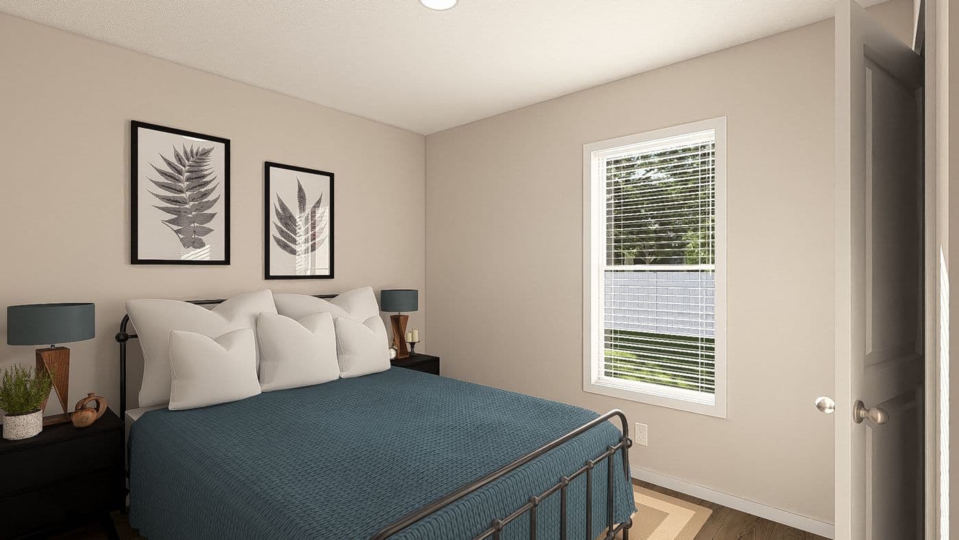 The DRM561M 56' DREAM Bedroom. This Manufactured Mobile Home features 2 bedrooms and 1 bath.