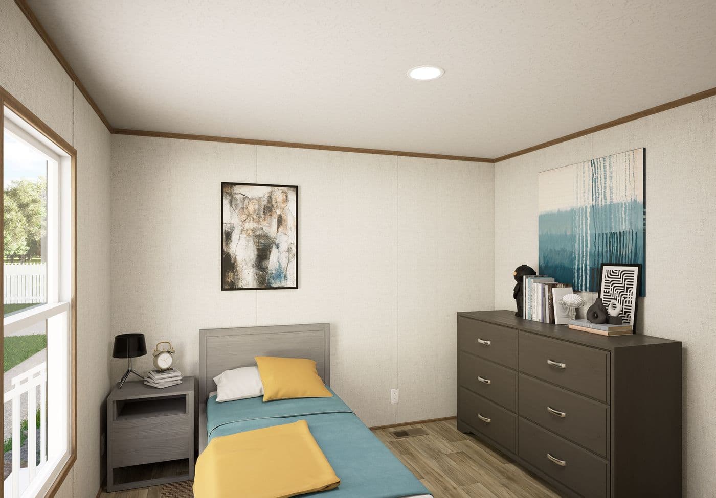 The GROVE Guest Bedroom. This Manufactured Mobile Home features 3 bedrooms and 2 baths.