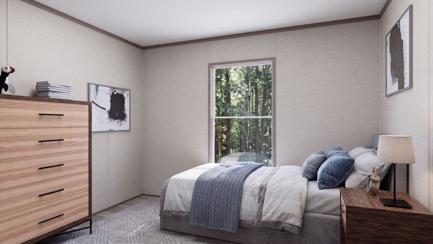 The THE MOUNTAINEER 60 Bedroom. This Manufactured Mobile Home features 3 bedrooms and 2 baths.