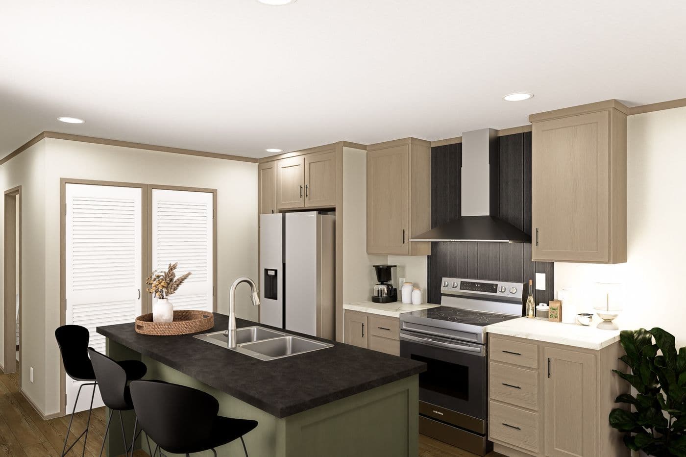The CORTES Kitchen. This Manufactured Mobile Home features 2 bedrooms and 2 baths.