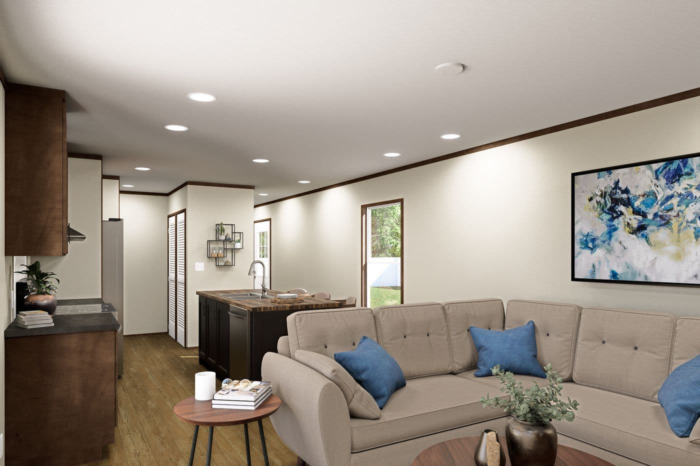 The POLO Living Room. This Manufactured Mobile Home features 2 bedrooms and 1 bath.
