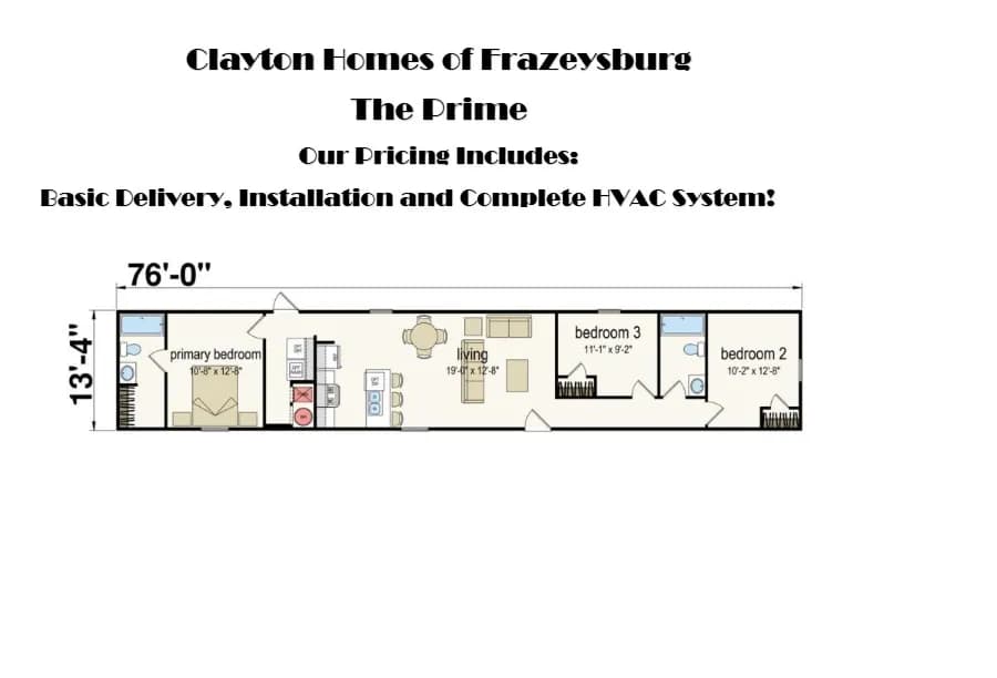Floor plan for New Move In Ready 3 BR Singlewide