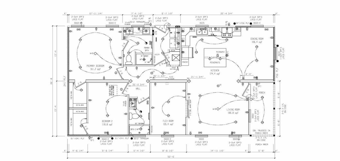 Floor plan for Brooks Cove 2 Bedroom / 2 Bath with bonus room