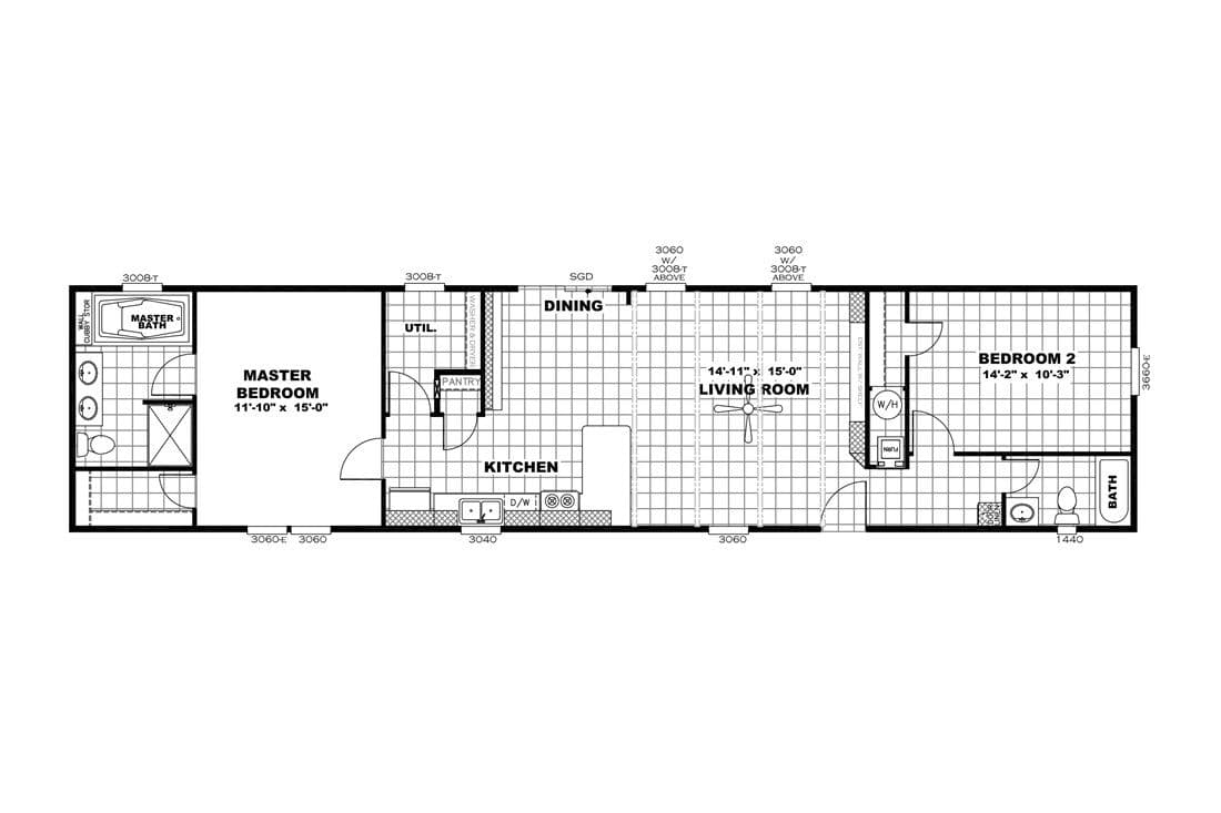 Floor plan for 2 Beds/ 2 Baths- The Jubilee