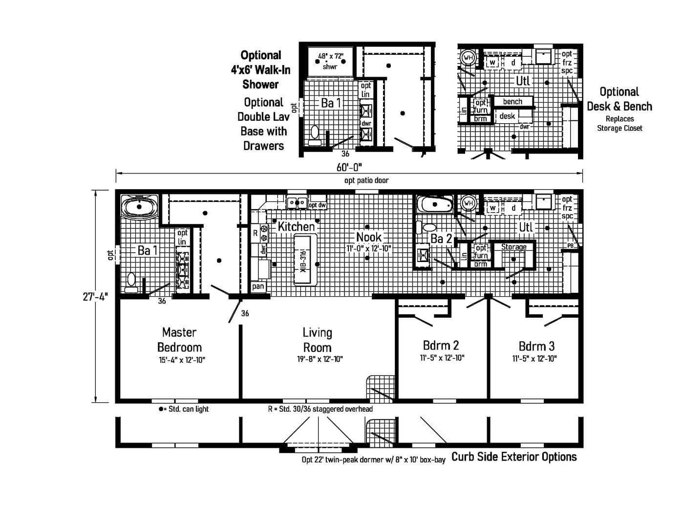 Floor plan for 3 bed 2 bath Modular Home Lake Greenwood