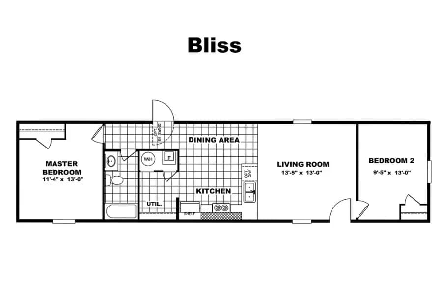 Floor plan for Bliss - North College 55+ Gated Community!